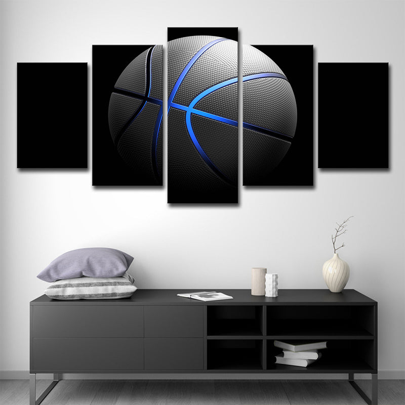 Vivolux | Schwarze Basketball Wandkunst Mehrteilige Moderne Stil Jungen Schlafzimmer Leinwanddruck