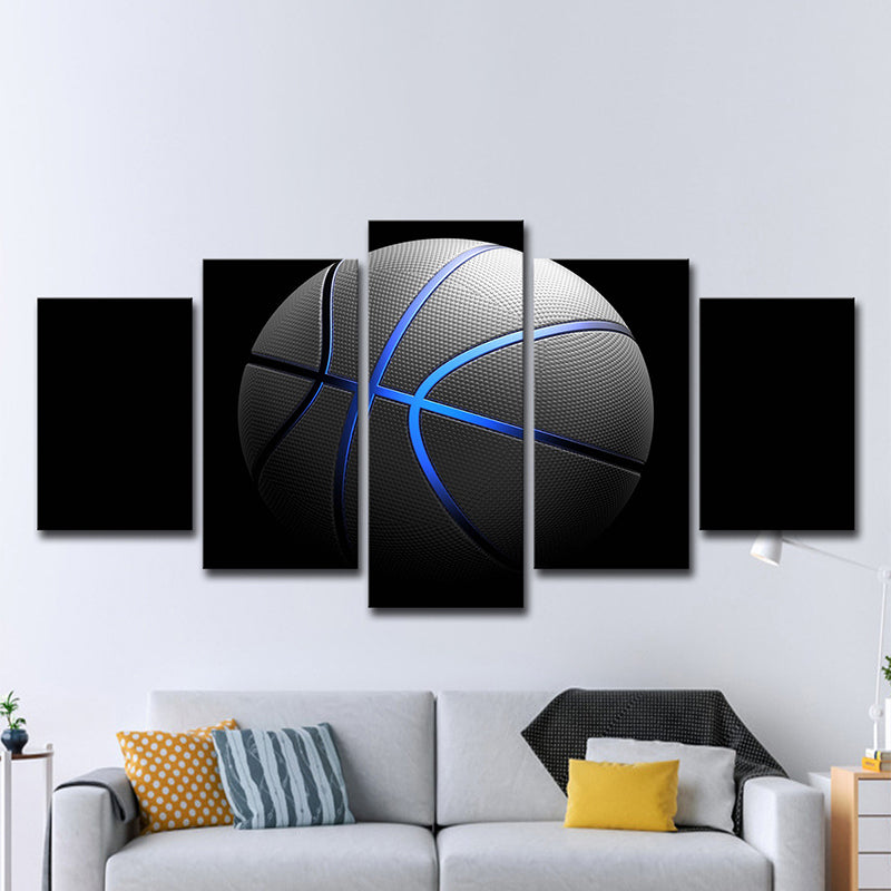 Vivolux | Schwarze Basketball Wandkunst Mehrteilige Moderne Stil Jungen Schlafzimmer Leinwanddruck