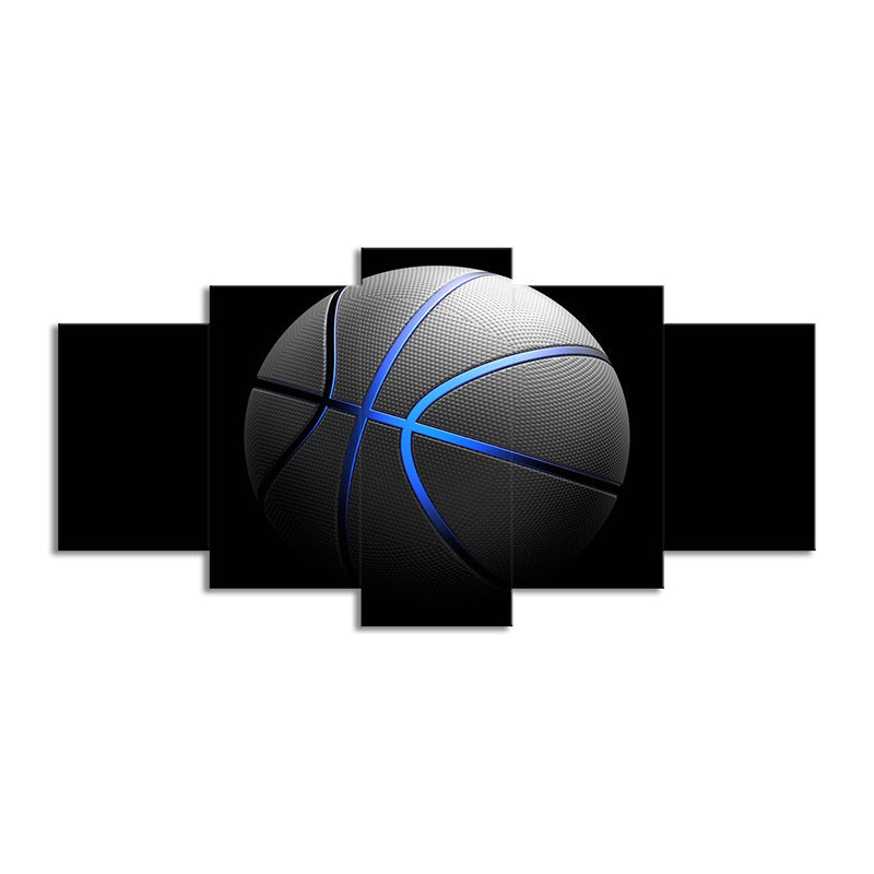 Vivolux | Schwarze Basketball Wandkunst Mehrteilige Moderne Stil Jungen Schlafzimmer Leinwanddruck
