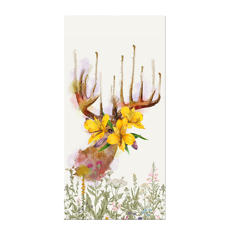 Vivolux | Tier mit Blumen Kopf Malerei Moderne Stilvolle Texturierte Mädchen Schlafzimmer Leinwand Wandkunst