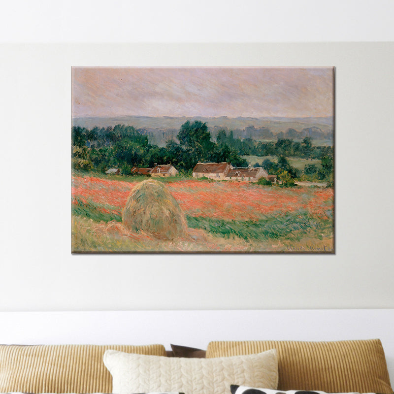 Vivolux | schilderachtige hooiberg schilderij wandkunst voor slaapkamer plattelandslandschap gewikkeld canvas