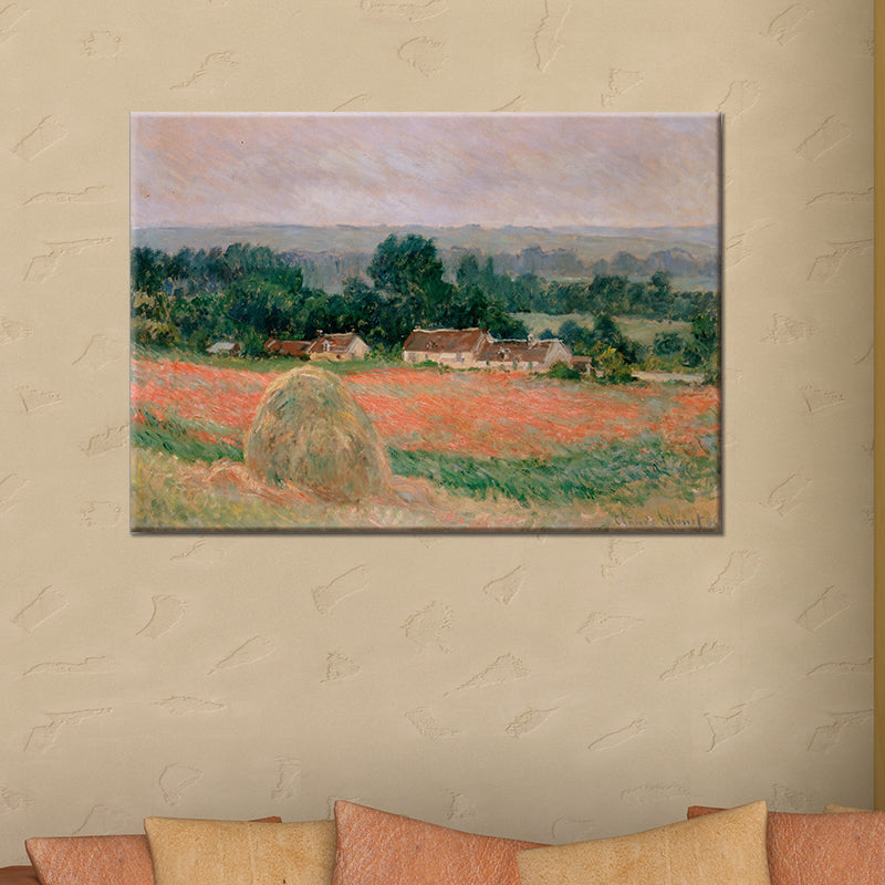 Vivolux | schilderachtige hooiberg schilderij wandkunst voor slaapkamer plattelandslandschap gewikkeld canvas
