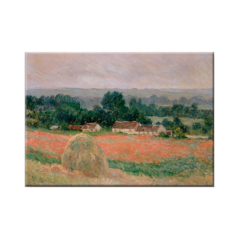 Vivolux | schilderachtige hooiberg schilderij wandkunst voor slaapkamer plattelandslandschap gewikkeld canvas