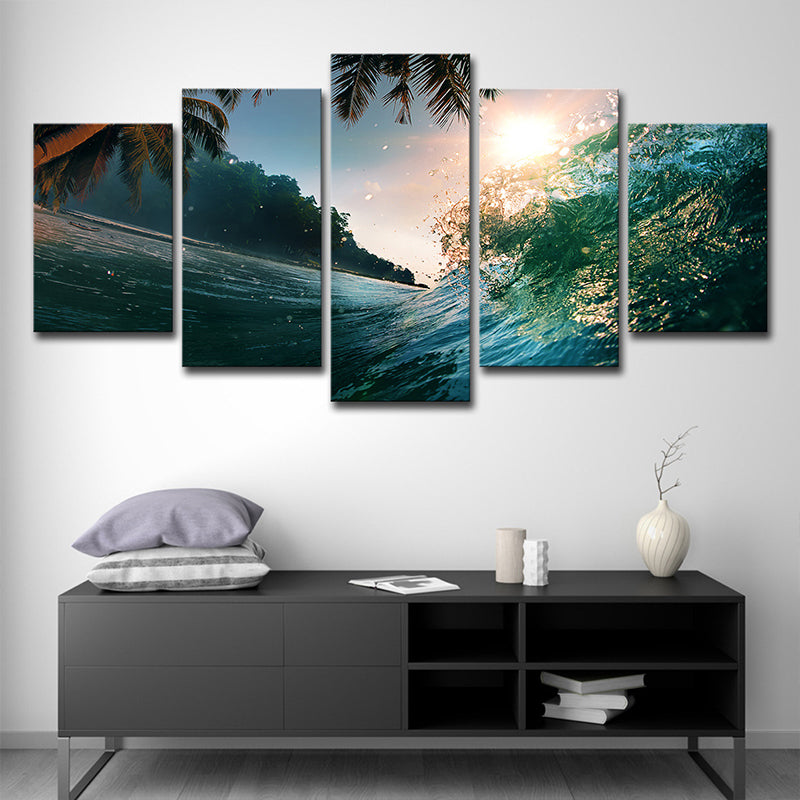 Vivolux | Tropisch Onderwater Shoot Muurkunst Groene Uitzicht op Zon en Palm Muurdecor voor Woonkamer
