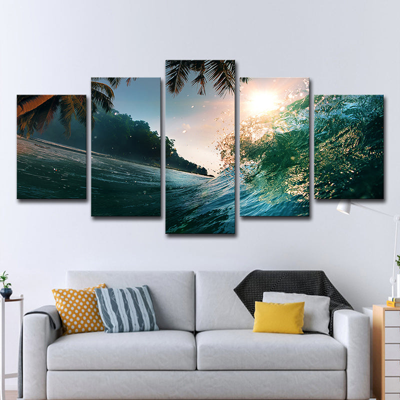 Vivolux | Tropisch Onderwater Shoot Muurkunst Groene Uitzicht op Zon en Palm Muurdecor voor Woonkamer