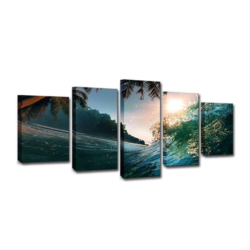 Vivolux | Tropisch Onderwater Shoot Muurkunst Groene Uitzicht op Zon en Palm Muurdecor voor Woonkamer