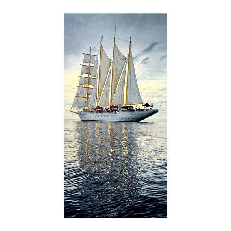 Vivolux | Tropische Leinwand Wandkunst Blau Segelschiff auf dem Ozean Wanddekor für das Wohnzimmer