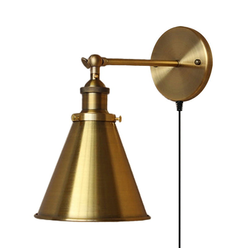 Vivolux | 1 Glühbirne Geschwungene Wandlampe Retro Stil Messing Metall Wandlicht mit Stecker-Kabel für Wohnzimmer