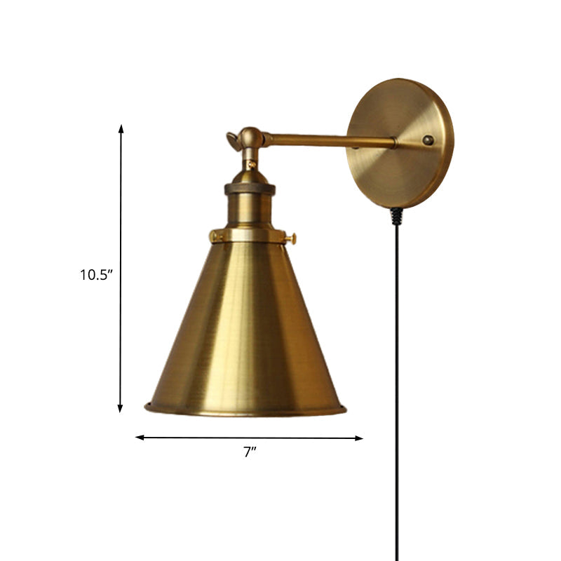 Vivolux | 1 Glühbirne Geschwungene Wandlampe Retro Stil Messing Metall Wandlicht mit Stecker-Kabel für Wohnzimmer