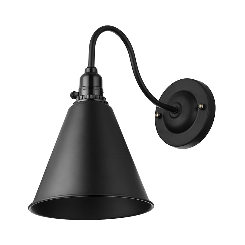 Vivolux | 1 Kopf Gooseneck Wandbeleuchtung mit konischer Schirm Industrielles schwarzes Metall Wandleuchte für das Esszimmer