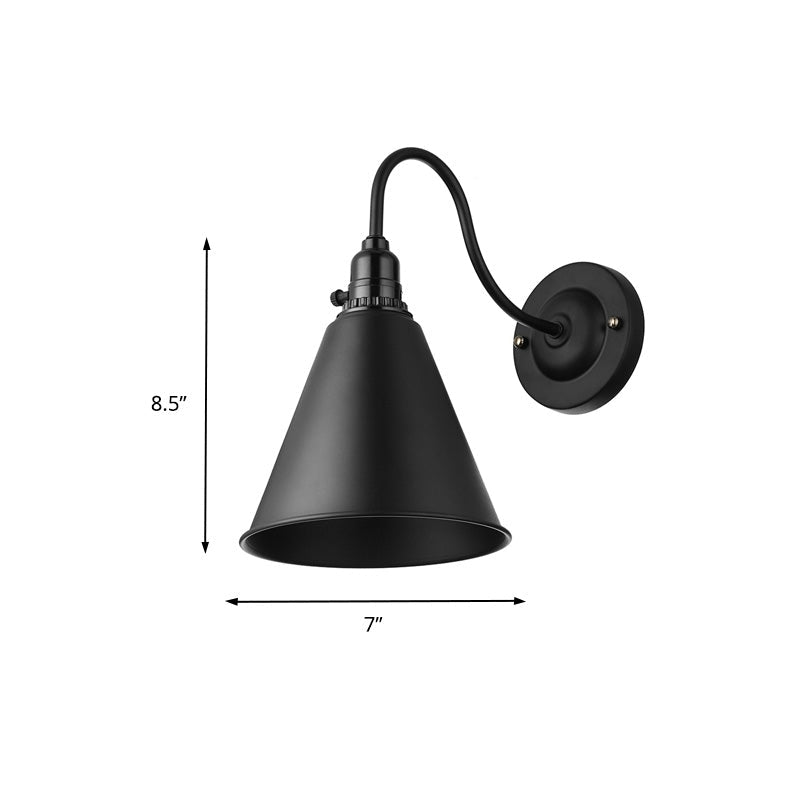 Vivolux | 1 Kopf Gooseneck Wandbeleuchtung mit konischer Schirm Industrielles schwarzes Metall Wandleuchte für das Esszimmer