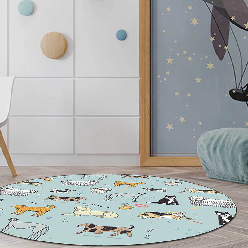 Vivolux | Uniek Kids Tapijt in Groene Dieren Hond Bot Voetafdruk Patroon Tapijt Polyester Machinewasbaar Vloerkleed voor Kinderkamer