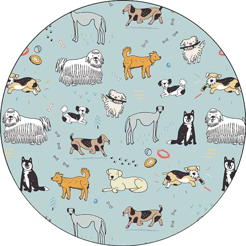 Vivolux | Uniek Kids Tapijt in Groene Dieren Hond Bot Voetafdruk Patroon Tapijt Polyester Machinewasbaar Vloerkleed voor Kinderkamer