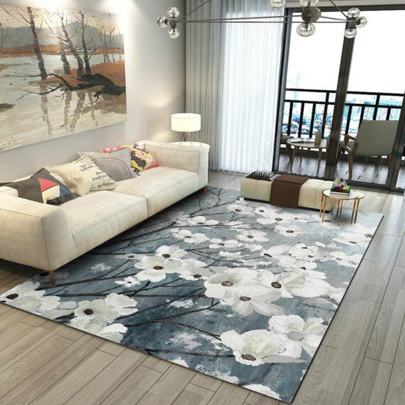 Vivolux | Traditioneel Bloemmotief Tapijt Wit en Grijs Oosters Tapijt Polyester Wasbaar Anti-Slip Achterkant Vloerkleed voor Woonkamer