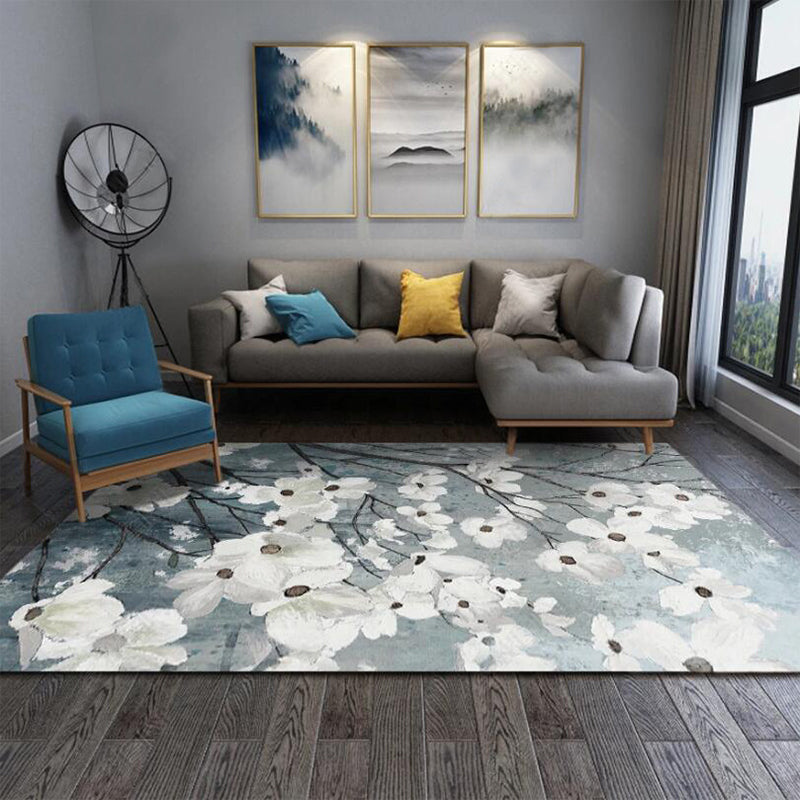 Vivolux | Traditioneel Bloemmotief Tapijt Wit en Grijs Oosters Tapijt Polyester Wasbaar Anti-Slip Achterkant Vloerkleed voor Woonkamer