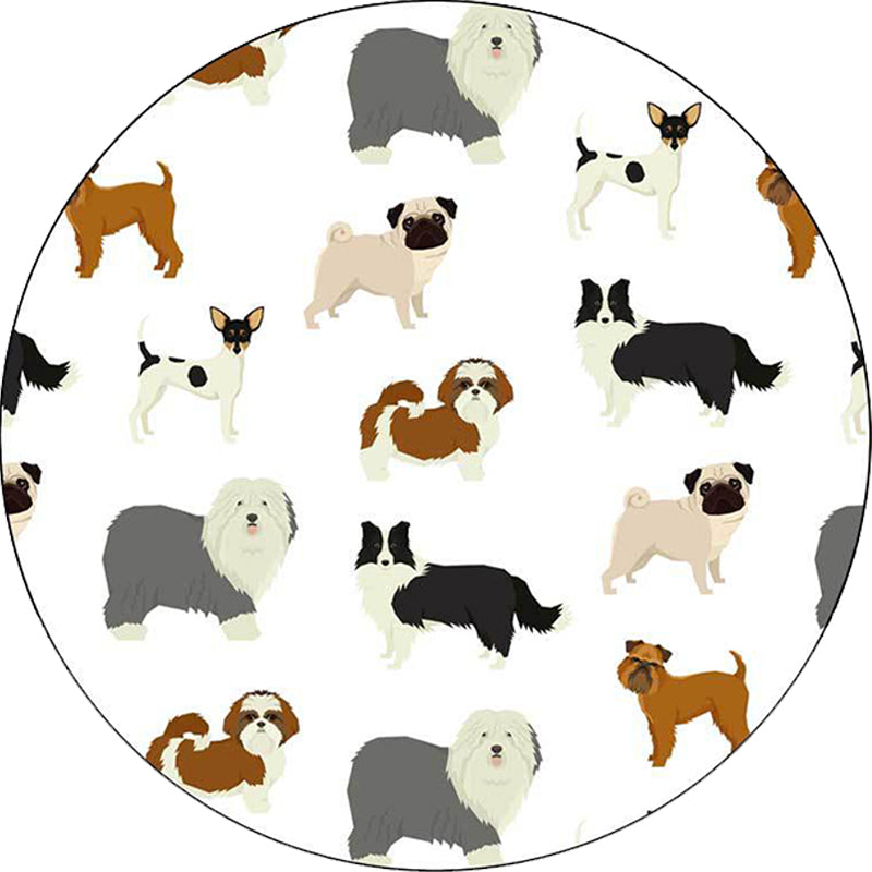Vivolux | Süßer Kinderteppich in Weiß Tier Hund Muster Teppich Polyester Waschbar Fleckenbeständig Teppich für Kinderzimmer