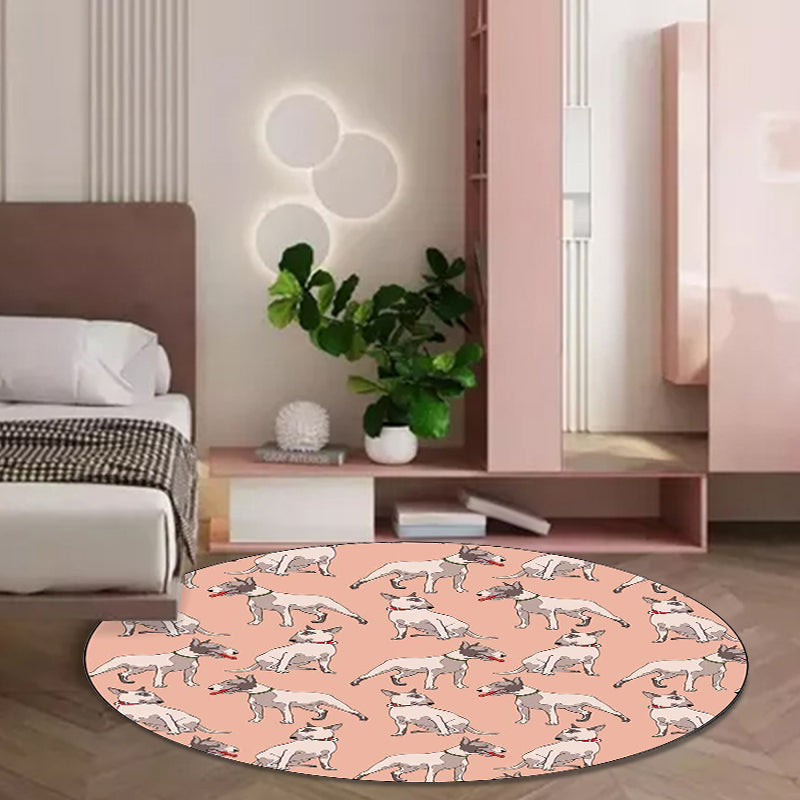 Vivolux | Oranje Kinderslaapkamer Tapijt Kinder Dier Hond Patroon Gebied Tapijt Polyester Vlekbestendig Wasbaar Tapijt