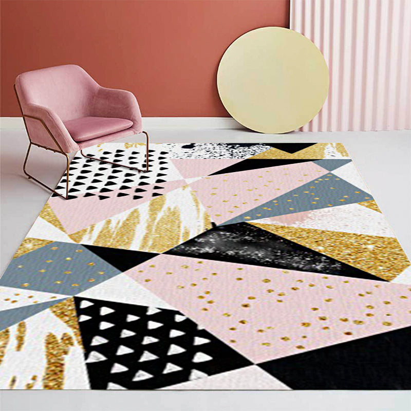 Vivolux | Roze en Gouden Slaapkamer Tapijt Novelty Geometrie Onregelmatige Vorm Dots Patroon Gebied Tapijt Polyester Anti-Slip Tapijt