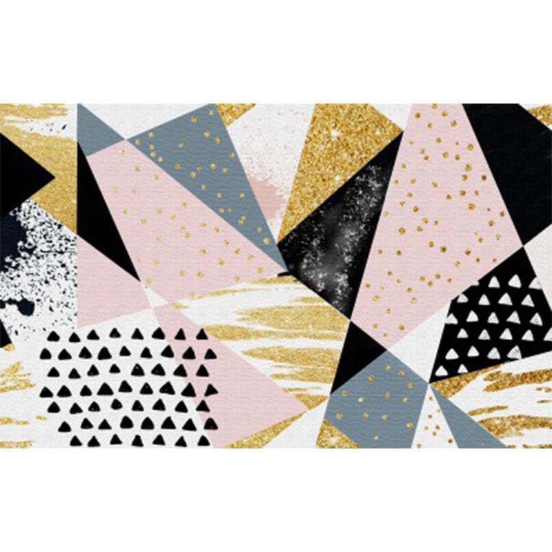 Vivolux | Roze en Gouden Slaapkamer Tapijt Novelty Geometrie Onregelmatige Vorm Dots Patroon Gebied Tapijt Polyester Anti-Slip Tapijt