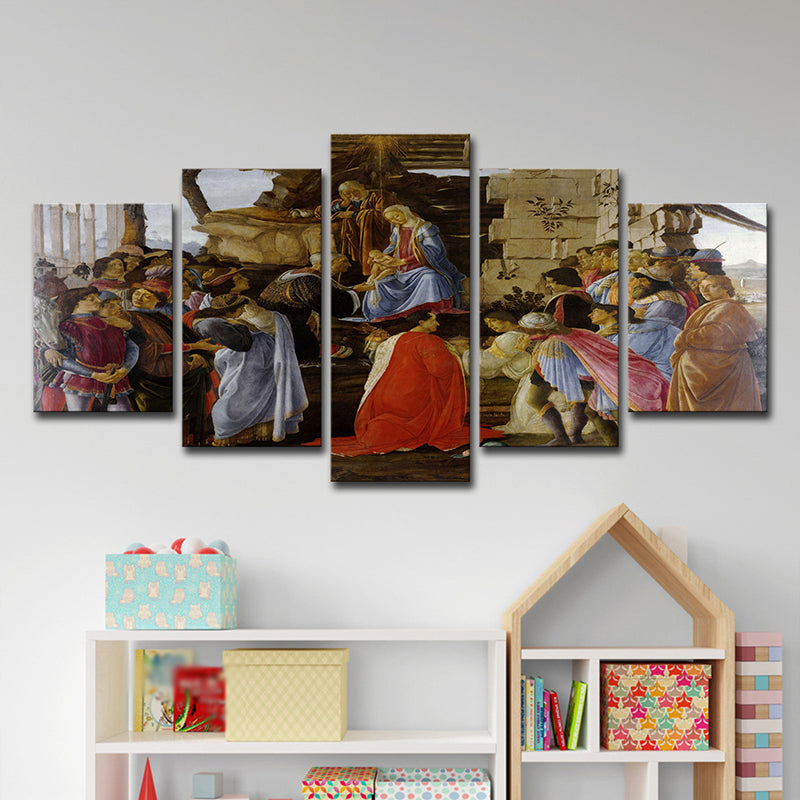 Vivolux | Religieuze Jezus Preken Schilderij Moderne Multi-Piece Eetkamer Wanddecoratie in Rood