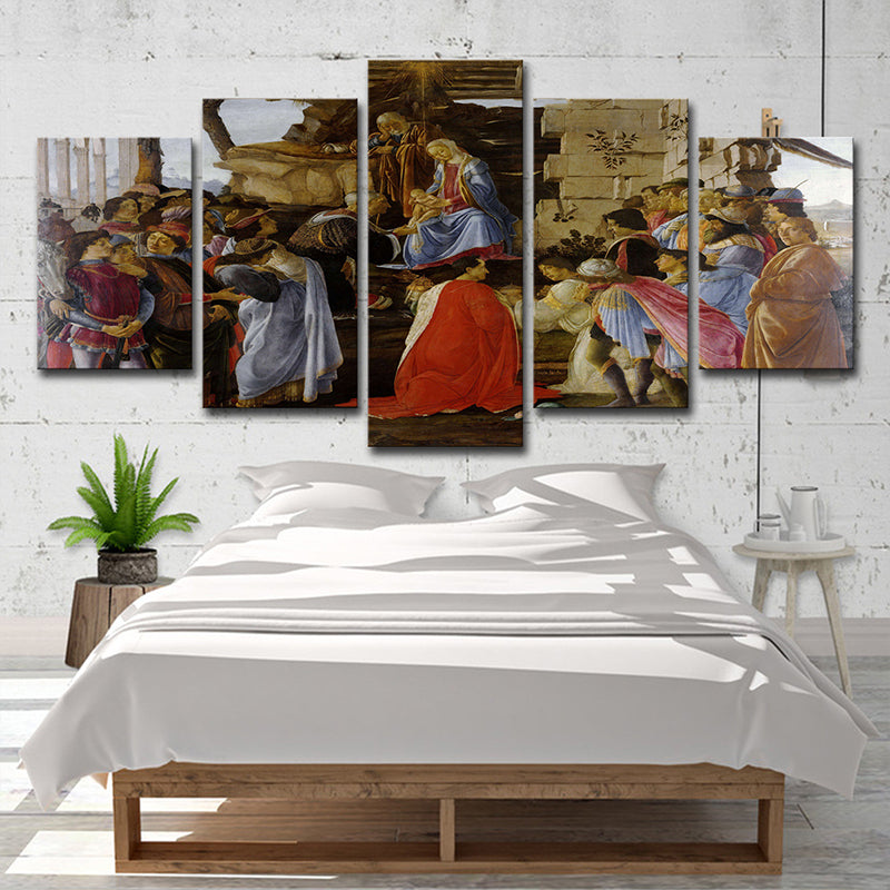 Vivolux | Religieuze Jezus Preken Schilderij Moderne Multi-Piece Eetkamer Wanddecoratie in Rood