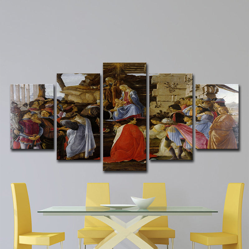 Vivolux | Religieuze Jezus Preken Schilderij Moderne Multi-Piece Eetkamer Wanddecoratie in Rood