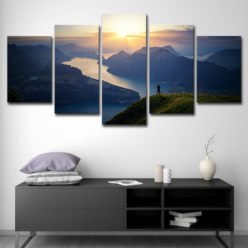 Vivolux | Vierteilige Leinwand mit Blick auf den Vierwaldstättersee - Modernismus - Wandkunst Dekor für das Wohnzimmer