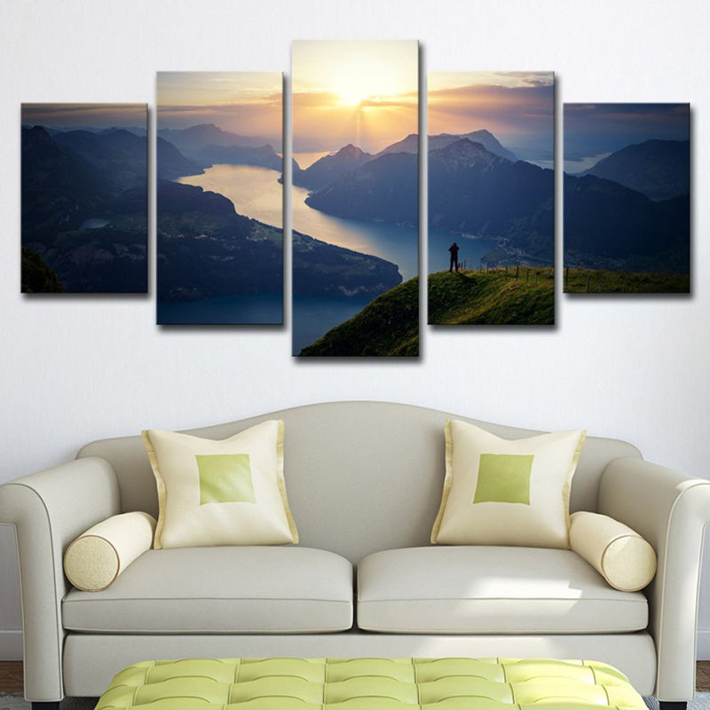 Vivolux | Vierteilige Leinwand mit Blick auf den Vierwaldstättersee - Modernismus - Wandkunst Dekor für das Wohnzimmer