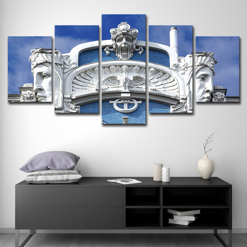 Vivolux | Weiße Skulptur Leinwand Wandkunst Architektur Modern Mehrteilige Wanddekoration für Zuhause