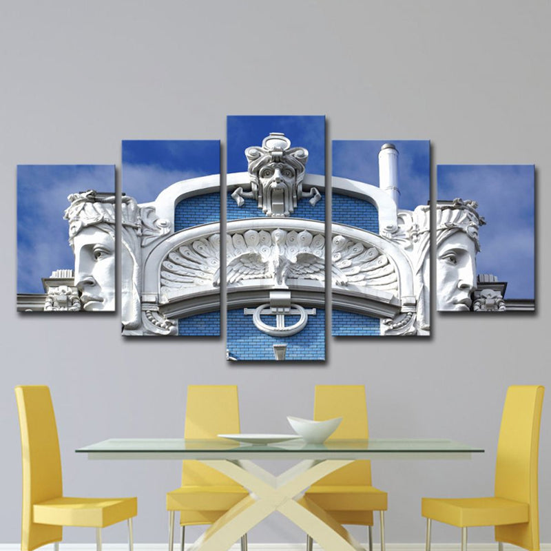 Vivolux | Weiße Skulptur Leinwand Wandkunst Architektur Modern Mehrteilige Wanddekoration für Zuhause