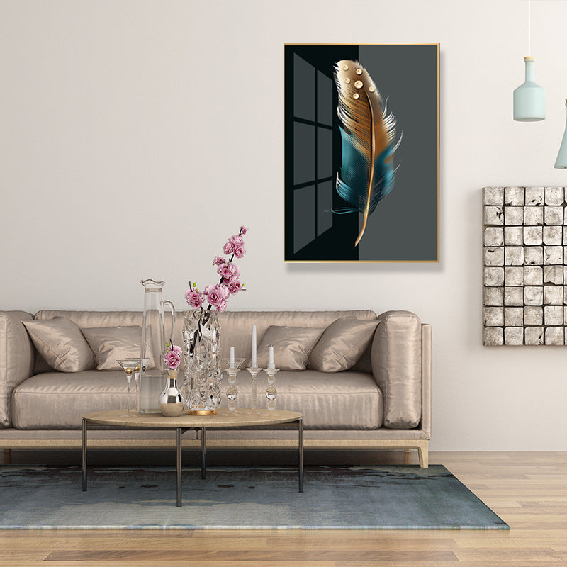 Vivolux | Digitale Kunst Federbedruckte Leinwand für das Wohnzimmer, Dunkle Farbe, Texturierte Oberfläche