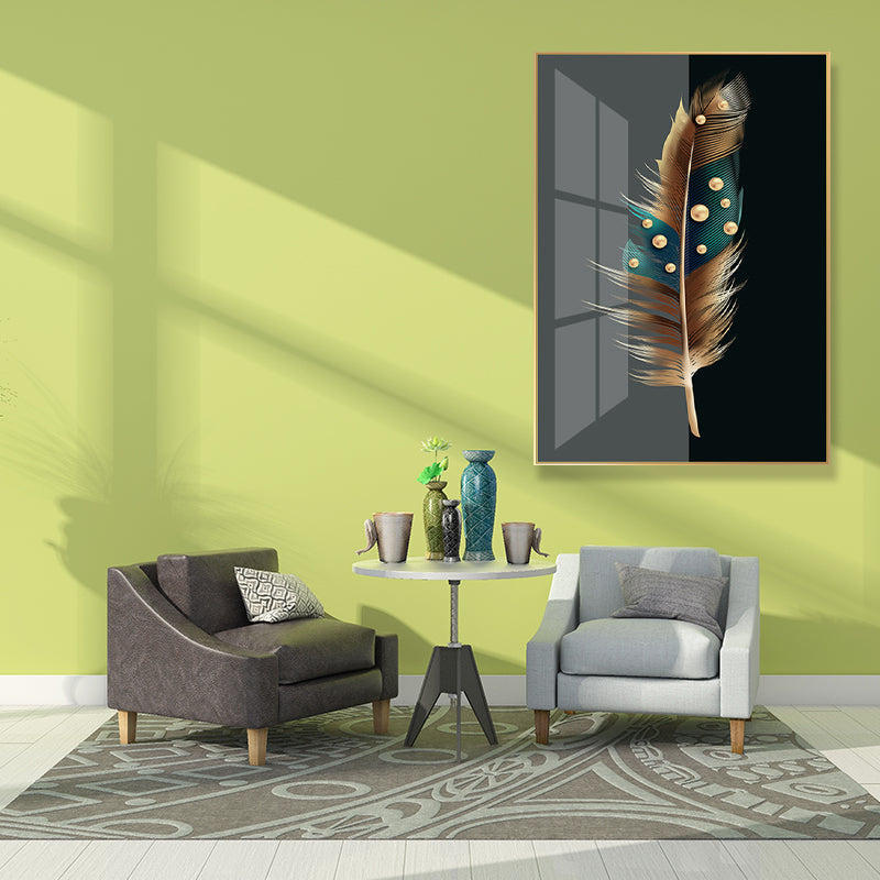 Vivolux | Digitale Kunst Federbedruckte Leinwand für das Wohnzimmer, Dunkle Farbe, Texturierte Oberfläche