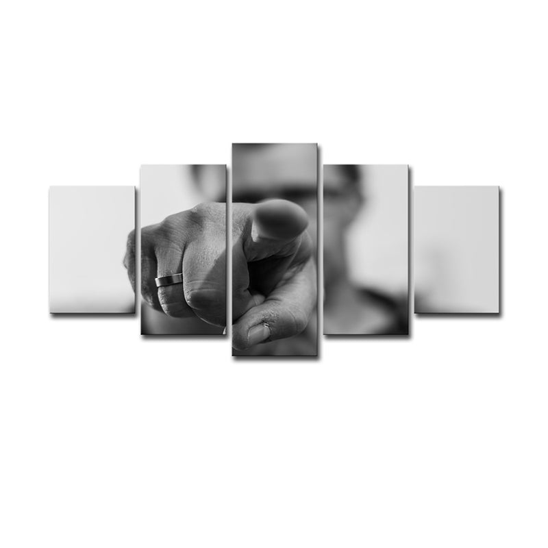 Vivolux | Grijze Hedendaagse Wandkunst Hand Die Wijst Een Figuur Canvasprint voor Woonkamer