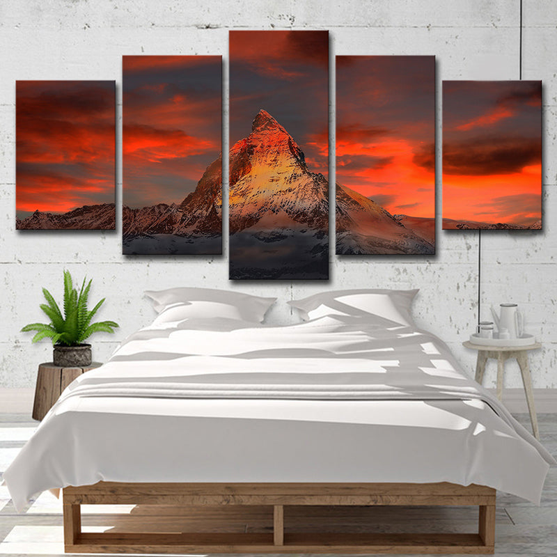 Vivolux | Zermatt Matterhorn Sunset Glow Canvas Art Meerdelige Moderne Eetkamer Wanddecoratie