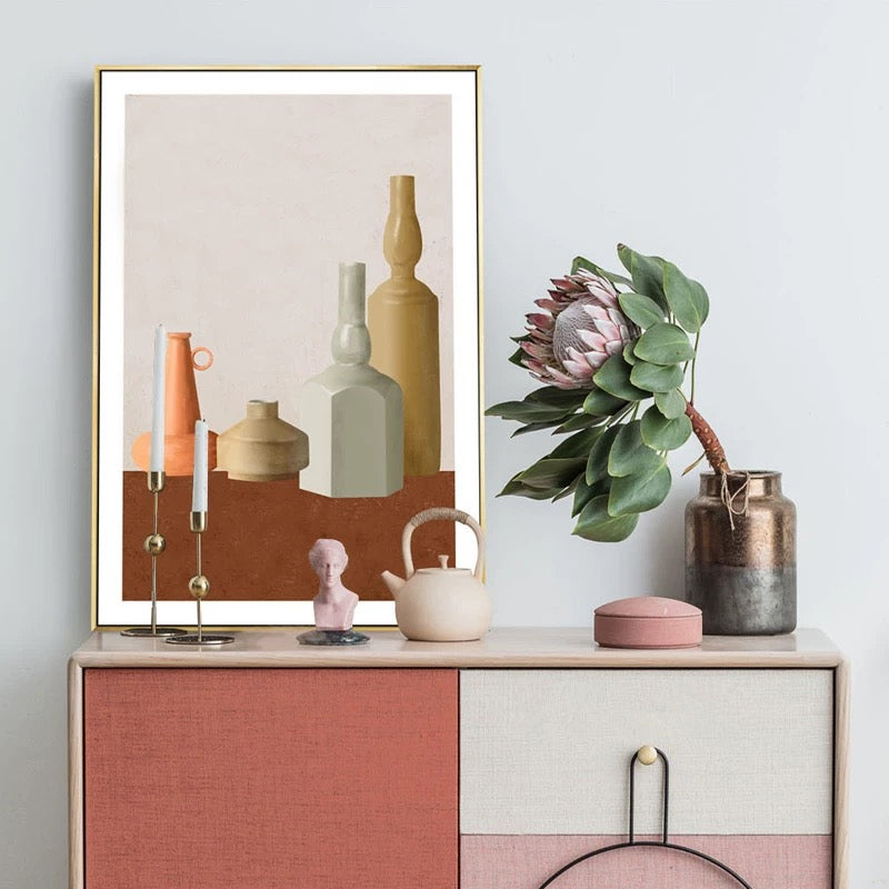 Vivolux | Nordic Still Life Geometrischer Kunstdruck Pastellfarbe Texturiert Wanddekoration für das Wohnzimmer