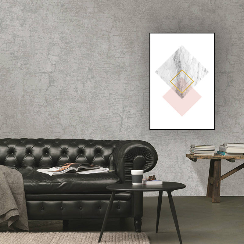 Vivolux | Rosa Rautenmuster Canvas Texturiert Nordisch Mädchen Schlafzimmer Wandkunst Druck auf Weiß