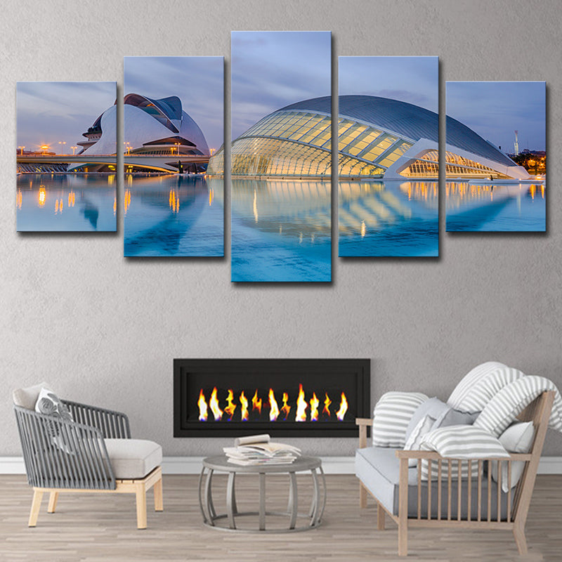 Vivolux | Sydney Opera House Wandkunst Global Inspirierte Mehrteilige Wohnzimmer Wanddekoration in Blau