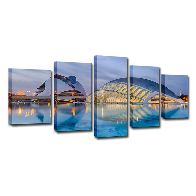 Vivolux | Sydney Opera House Wandkunst Global Inspirierte Mehrteilige Wohnzimmer Wanddekoration in Blau