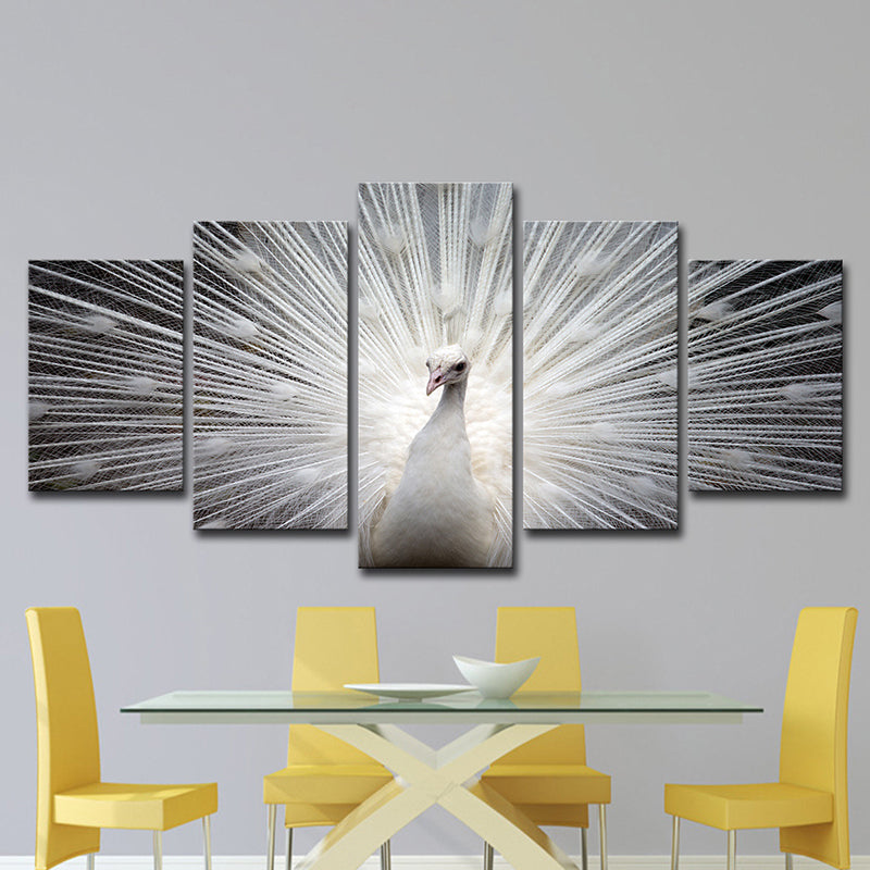 Vivolux | Pfau wandkunst op witte canvasprint voor home decoratie, meerledig