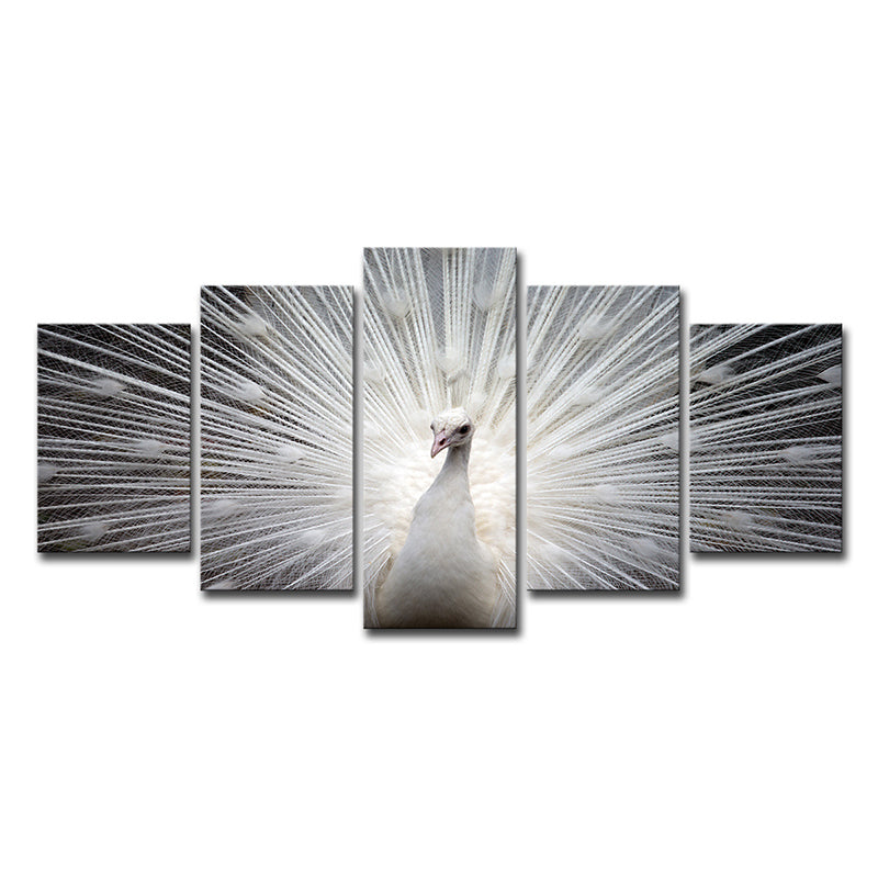 Vivolux | Pfau wandkunst op witte canvasprint voor home decoratie, meerledig