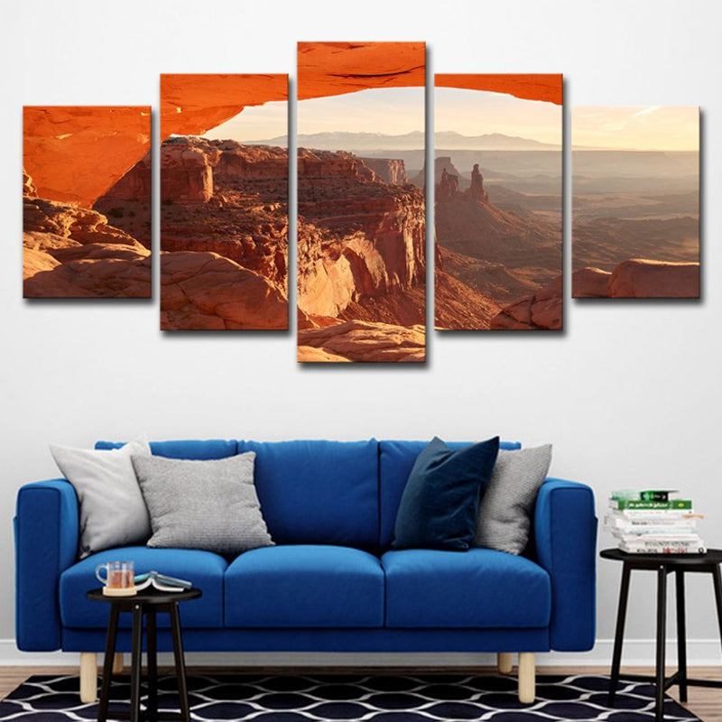 Vivolux | Oranje Mesa Arch Zonsopgang Canvas Meerdere Stukken Modernistische Stijl Slaapkamer Wandkunst Print