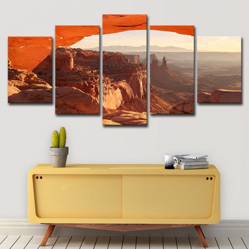 Vivolux | Oranje Mesa Arch Zonsopgang Canvas Meerdere Stukken Modernistische Stijl Slaapkamer Wandkunst Print