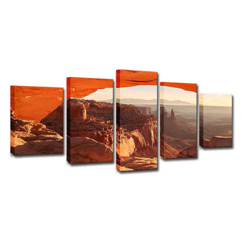 Vivolux | Oranje Mesa Arch Zonsopgang Canvas Meerdere Stukken Modernistische Stijl Slaapkamer Wandkunst Print