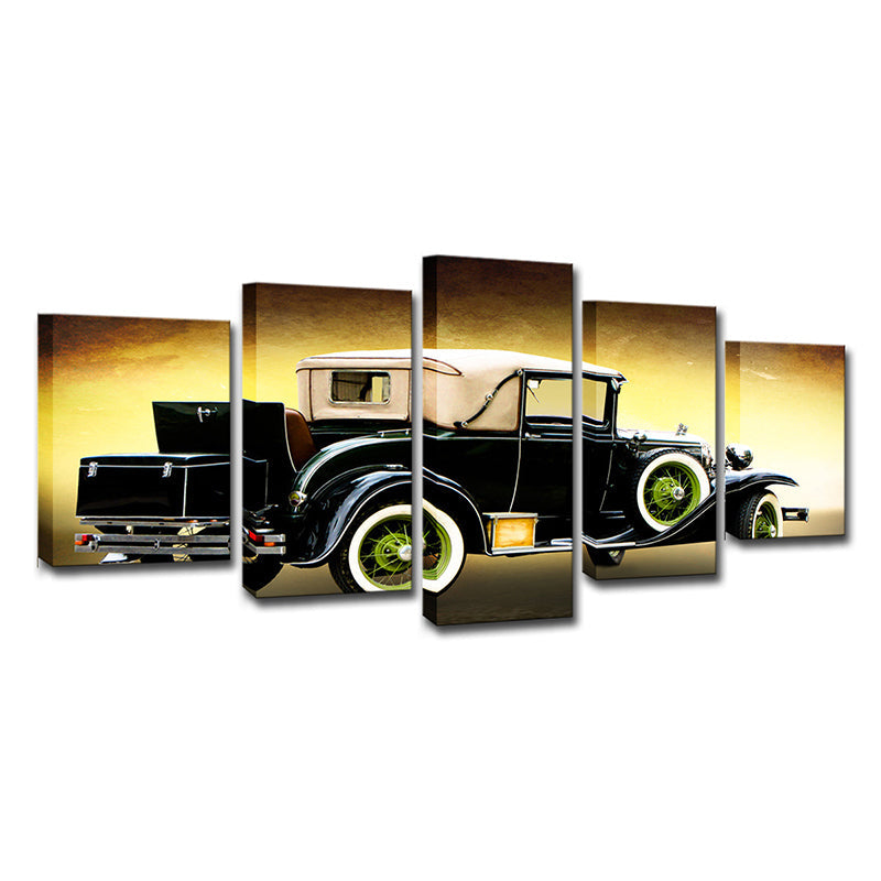 Vivolux | Nostalgische Klassische Auto Druck Leinwand Kunst Jungenzimmer Fahrzeug Wanddekoration in Schwarz
