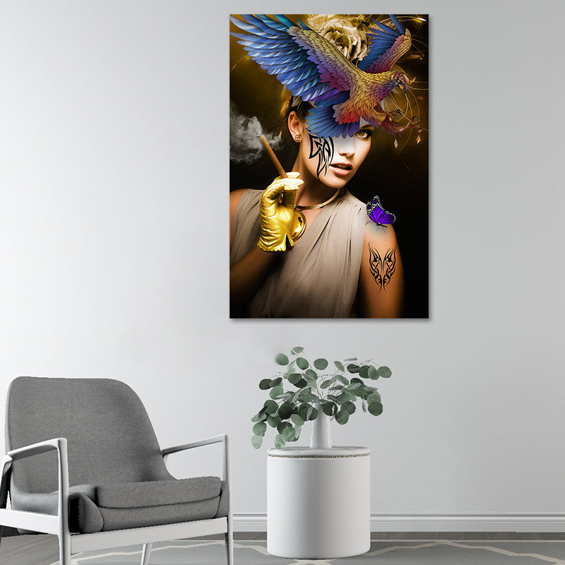 Vivolux | Texturierte Mädchen Druck Wandkunst Moderne Stilvolle Leinwand Dekoration für das Wohnzimmer
