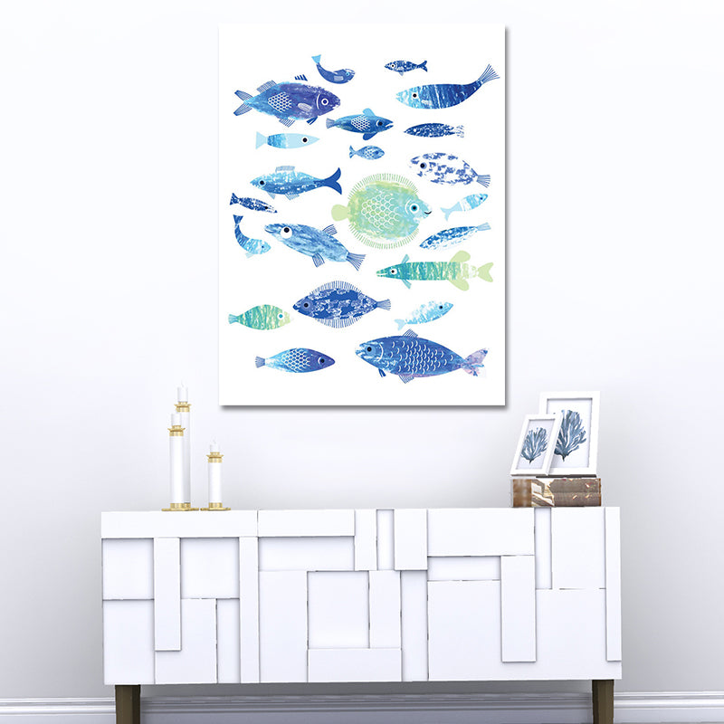 Vivolux | Tropische Unterwasserwelt Kunstdruck Blau Wohnzimmer Wanddekoration, Texturierte Oberfläche