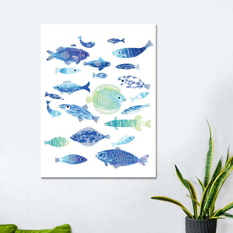 Vivolux | Tropische Unterwasserwelt Kunstdruck Blau Wohnzimmer Wanddekoration, Texturierte Oberfläche