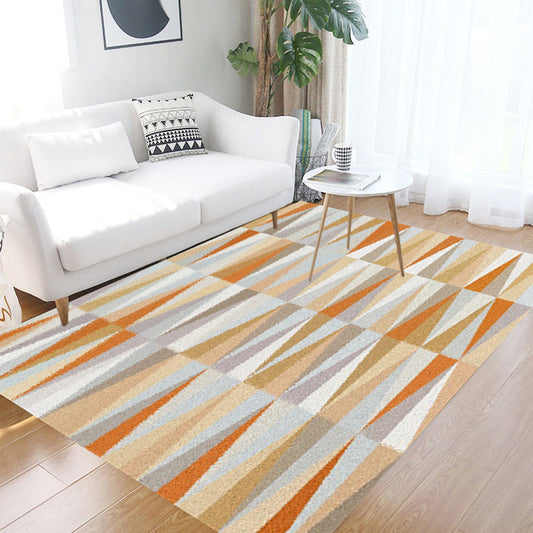 Vivolux | Nordic Novelty Teppich in Orange Geometrie Dreiecks-Muster Teppich Polyester Waschbarer Teppich für Wohnkultur