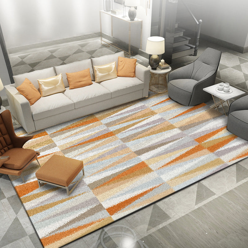 Vivolux | Nordic Novelty Teppich in Orange Geometrie Dreiecks-Muster Teppich Polyester Waschbarer Teppich für Wohnkultur