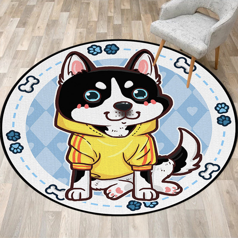 Vivolux | Schöner Kinderteppich in Pink und Gelb Tier Hund Banane Ballon Muster Teppich Polyester Waschbar Teppich für das Kinderzimmer